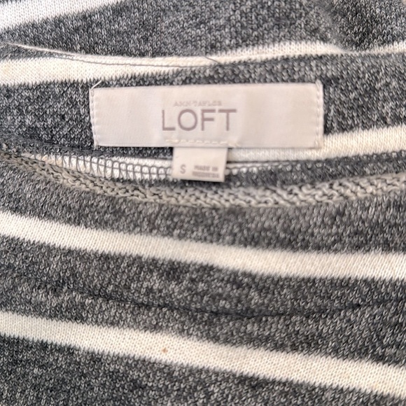 LOFT Size Small Gray/White Striped French Terry Tunic Sweater w/Shoulder Zippers - Picture 7 of 7